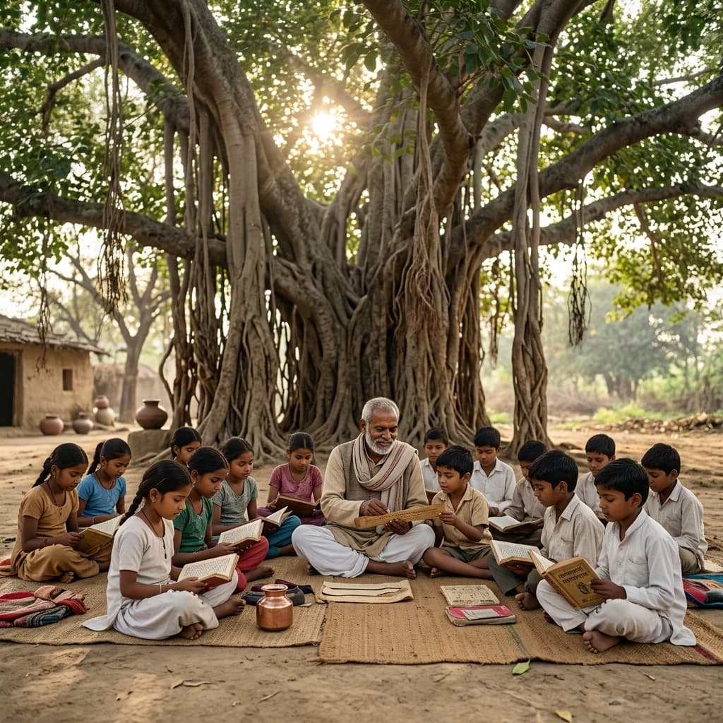 Children receiving moral education booklets